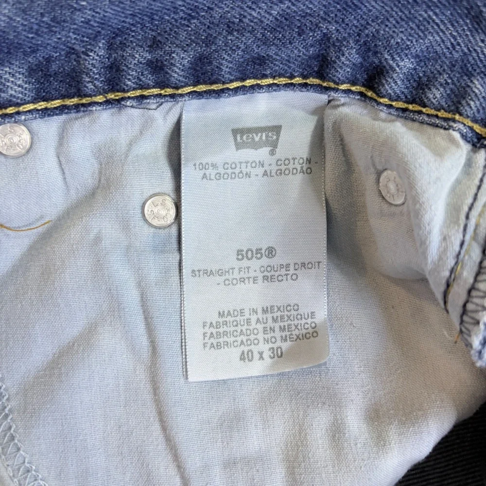 Levi's 505 Straight Fit Jeans Blue Denim 100% Cotton 40x30